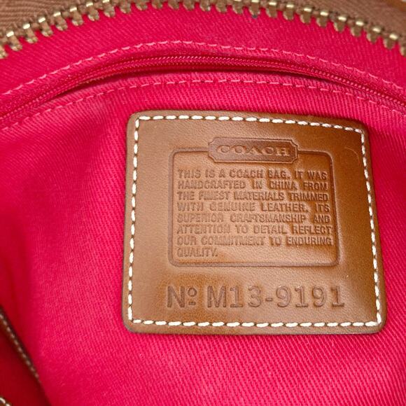 Coach Canvas Leather Cream Brown Bag - Picture 8 of 9